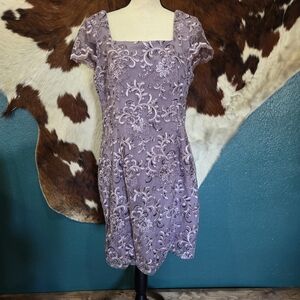 Alex Evenings Lavender Lace Mini Dress